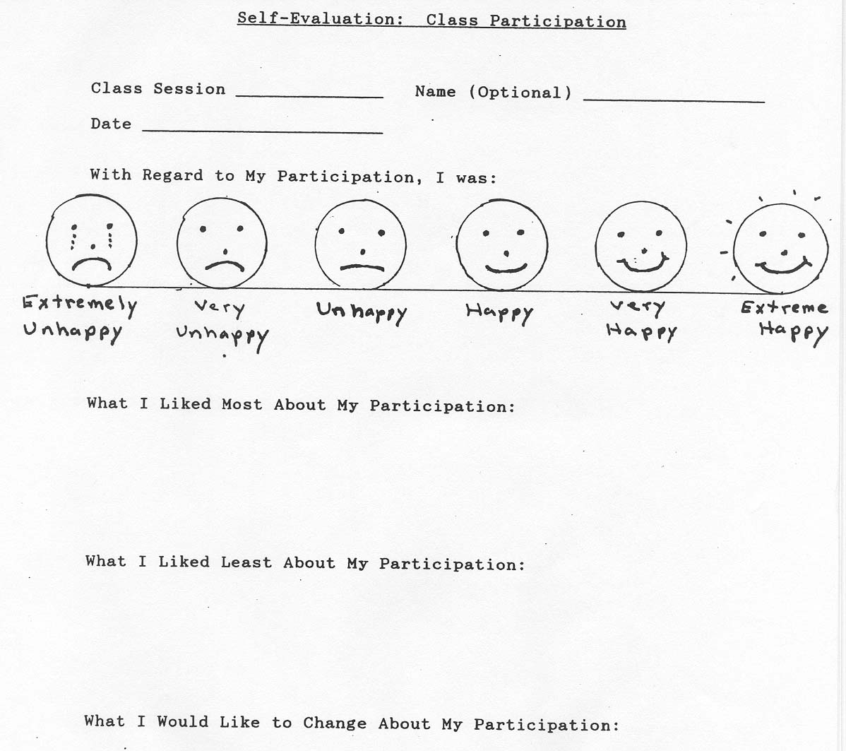 Adhd Self Monitoring Chart